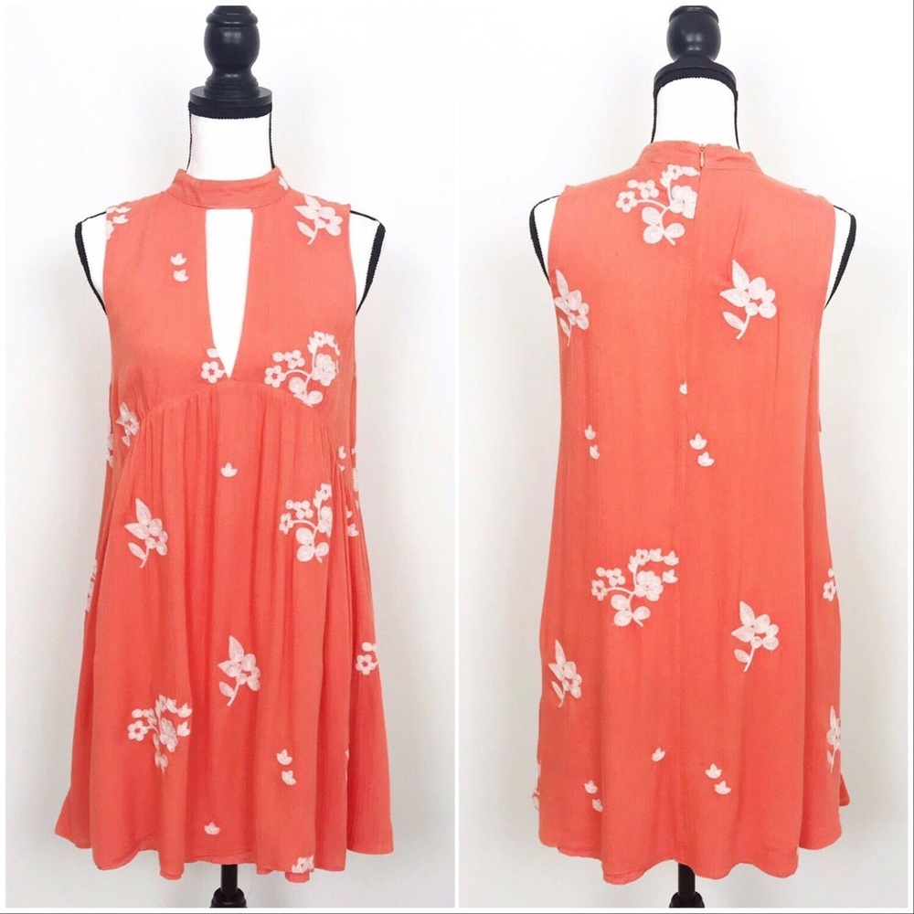 Honey Belle | Orange White Flower Sleeveless Dress